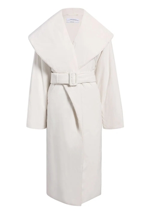 Another Tomorrow wrap-design belted puffer jackets - White