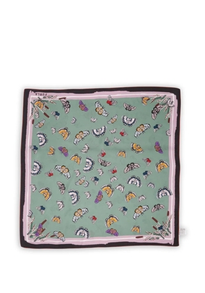 Furla Tortona butterfly-print border-detail scarf - Green