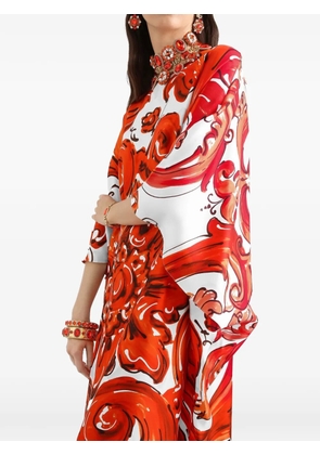 Dolce & Gabbana long tunic dress in majolica-print twill - Orange