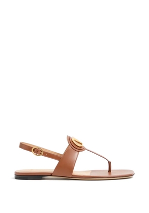 Valentino Garavani VLogo Signature thong sandals in calfskin - Brown