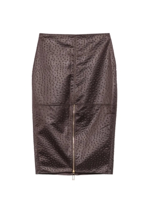 Elisabetta Franchi ostrich-effect midi pencil skirt - Brown