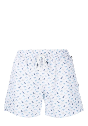 Fedeli dinosaur-print swim shorts - White