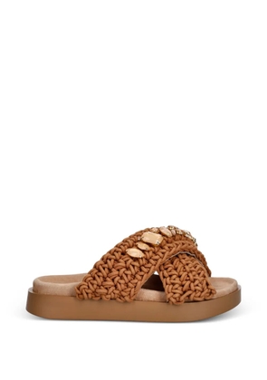 Inuikii Woven Stones crystal-embellished sandals - Brown
