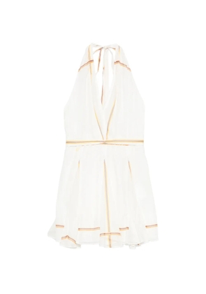 Maje striped halterneck mini dress - White