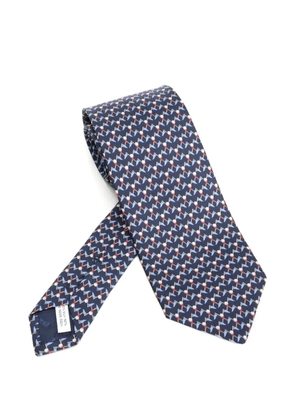 Ferragamo Club-print silk tie - Blue