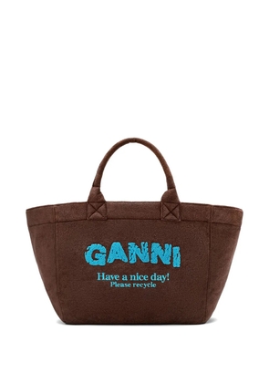 GANNI logo-embroidered reversibletote bag - Brown