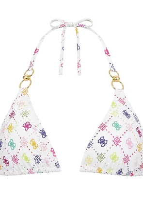 GUESS USA logo-print halterneck bikini top - White