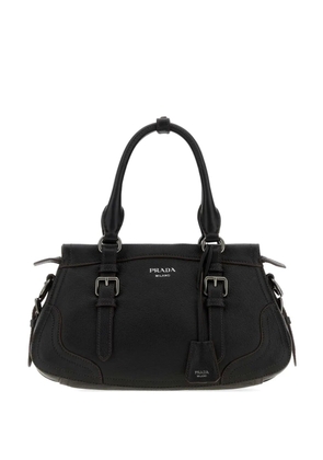 Prada buckle-detail leather tote bag - Black