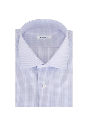 Fray check-pattern cutaway-collar shirt - Blue