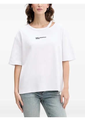 Karl Lagerfeld Jeans cut-out logo-embroidered T-shirt - White