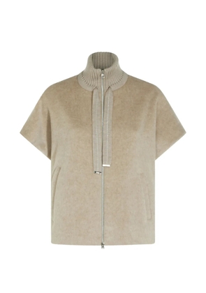 Herno high-neck short-sleeve poncho - Neutrals