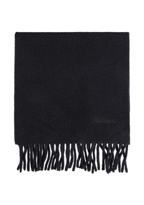 Max Mara fringed logo-embroidered scarf - Blue
