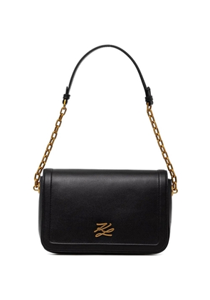 Karl Lagerfeld logo-plaque chain-link shoulder bag - Black