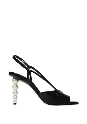 CHANEL Pre-Owned CC pearl-effect slingback sandals - Black