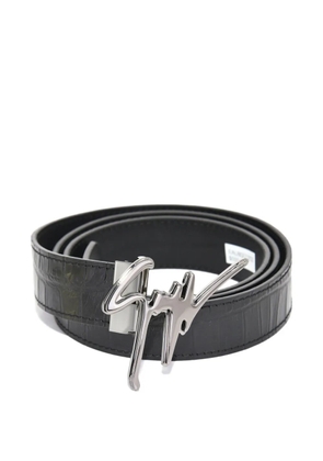 Giuseppe Zanotti crocodile-embossed logo-buckle belt - Black