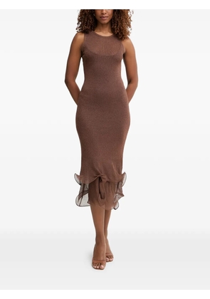 SIMONA CORSELLINI ruffled metallic-knit dress - Brown