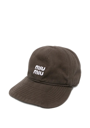 Miu Miu logo-embroidered drawstring baseball cap - Brown