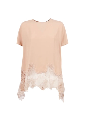 Fabiana Filippi lace-trim crepe de chine top - Pink