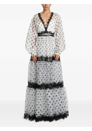 MIAU by Clara Rotescu Santorini lace-trimmed polka-dot maxi dress - White