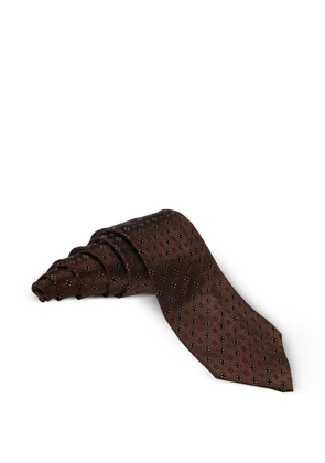 Trussardi geometric micro-pattern silk tie - Brown