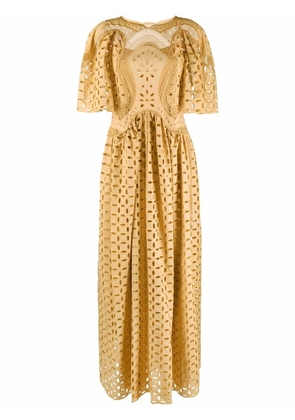 Alberta Ferretti broderie floor-length dress - Yellow