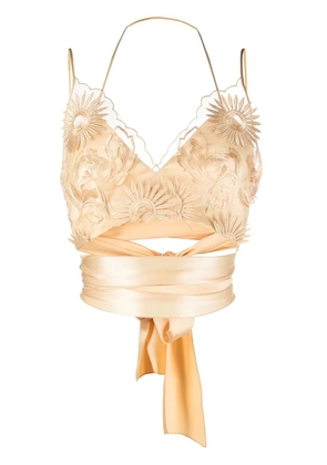 Alberta Ferretti embroidered silk crop top - Neutrals