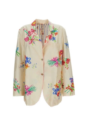 Pero floral-print silk blazer - Neutrals