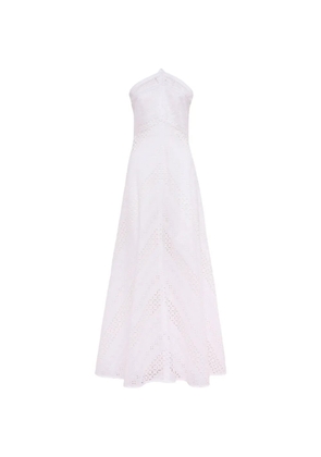 Loretta Caponi Castiglione broderie cotton midi dress - White