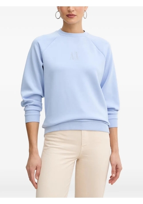 Armani Exchange rhinestone-logo raglan-sleeve sweater - Blue