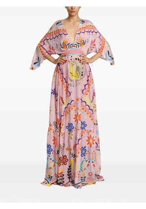 MIAU by Clara Rotescu Bagatelle floral-print crystal-embellished maxi dress - Pink