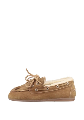Posa shearling-lined boat shoes - Neutrals