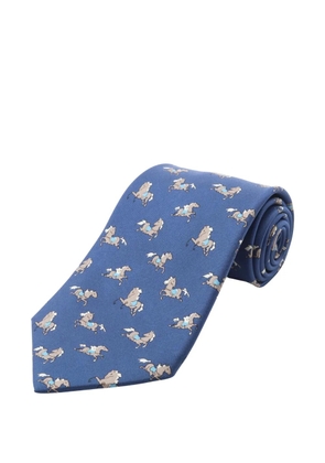Hermès Pre-Owned 2010s horse-pattern tie - Blue