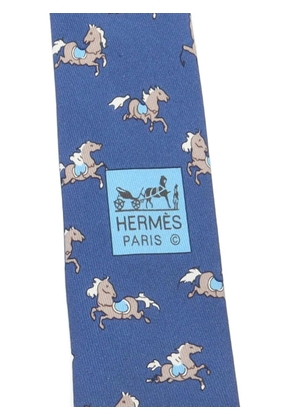 Hermès Pre-Owned 2010s horse-pattern tie - Blue