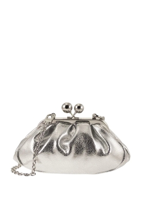 Weekend Max Mara metallic gathered-leather shoulder bag - Silver