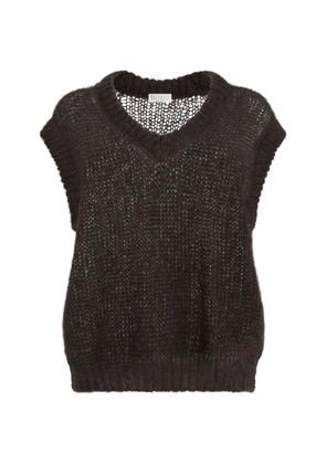 Brunello Cucinelli sparkling mohair sweater vest with Monili - Brown