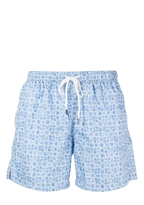 Fedeli geometric-print swim shorts - Blue