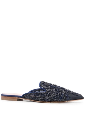 Alberta Ferretti crystal-embellished flat mules - Blue