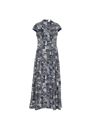 Leen Mougrhabi Rania abstract-print cap-sleeve maxi dress - Grey