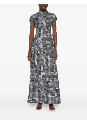 Leen Mougrhabi Rania abstract-print cap-sleeve maxi dress - Grey