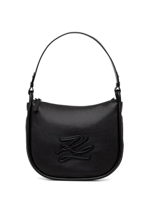 Karl Lagerfeld logo-patch pebbled shoulder bag - Black