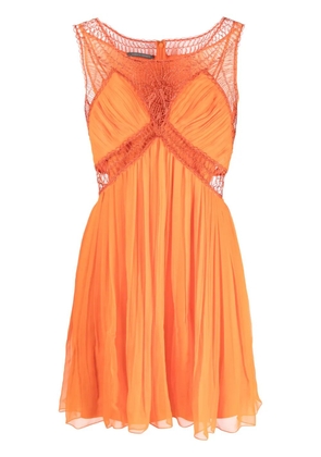 Alberta Ferretti chiffon pleated silk minidress - Orange