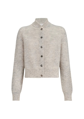 Brunello Cucinelli sparkling mohair double-knit net cardigan - Grey