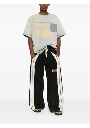 RIVINGTON ROI REBIS logo-patch side-stripe cotton track pants - Black
