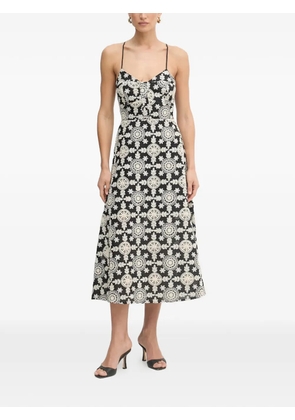 FRACOMINA embroidered lace-up midi dress - Black