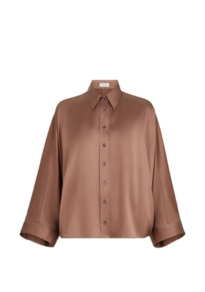Brunello Cucinelli stretch silk satin shirt with Monili - Brown