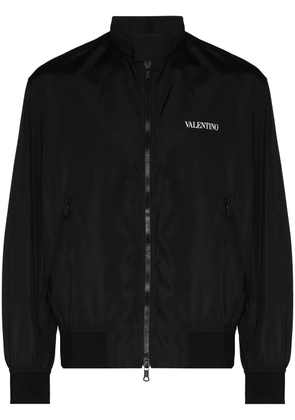 Valentino Garavani logo-print zip-up bomber jacket - Black