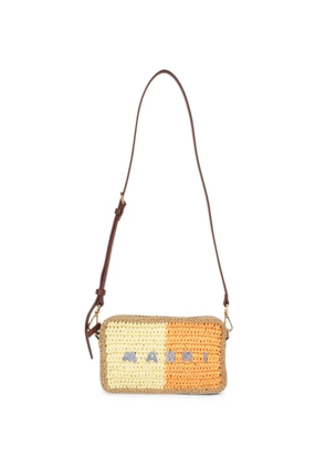 Marni Seaside logo-embroidered woven crossbody bag - Yellow