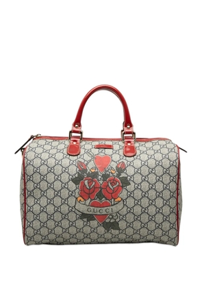 Gucci Pre-Owned 2016-2026 Medium GG Supreme Joy Tattoo Heart boston bag - Neutrals