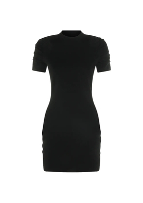 Alexander Wang logo-print ruched-sleeve dress - Black