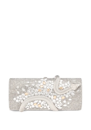 Judith Leiber Spiral Snake Hypnotic crystal-embellished snake-detail clutch bag - Silver